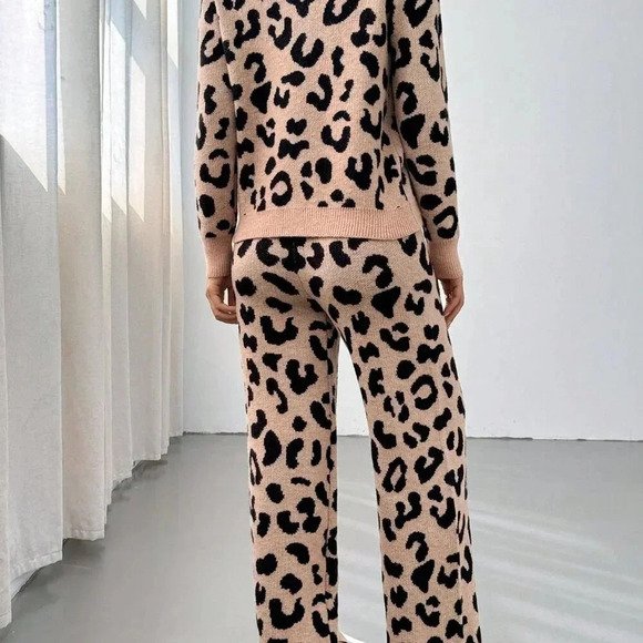 Multicolor Casual Women's Leopard Print Loose 2-Piece Set - Picture 2 of 7